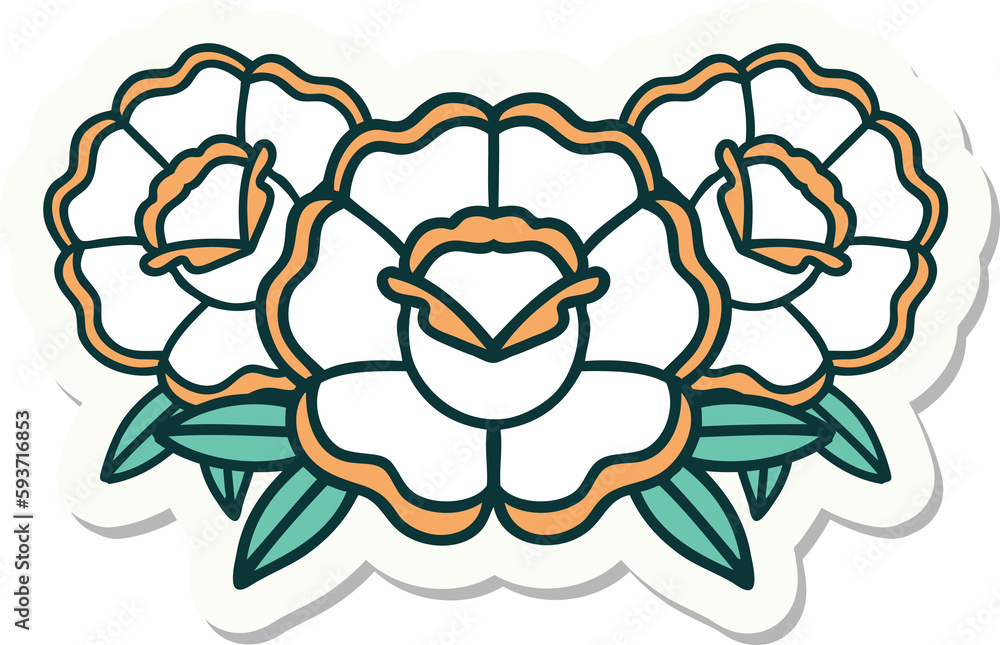 tattoo style sticker of a bouquet of flowers tattoo style sticker of a bouquet of flowers