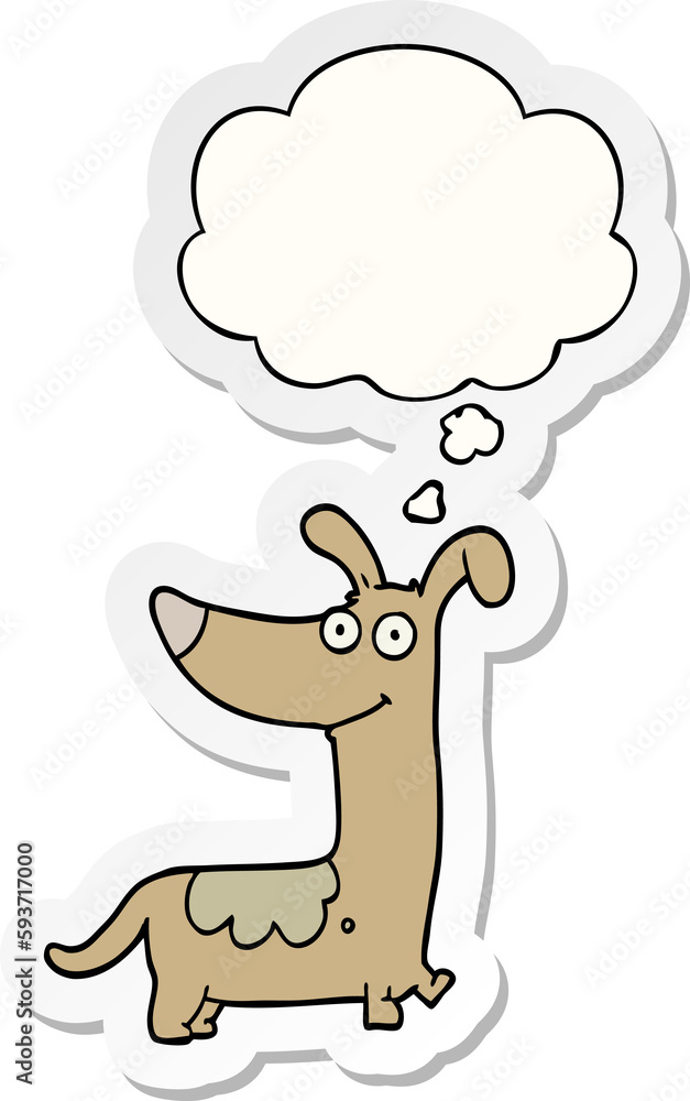 cartoon dog and thought bubble as a printed sticker cartoon dog and thought bubble as a printed sticker