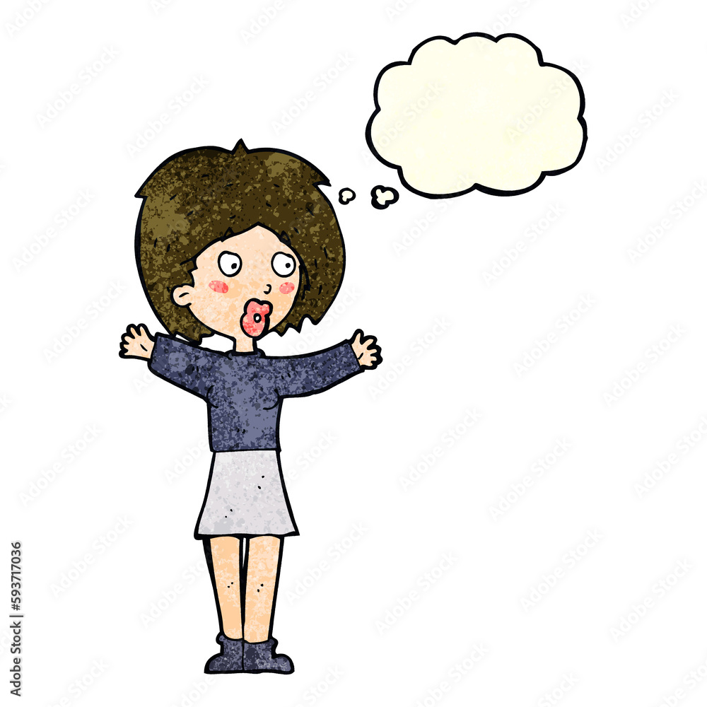 cartoon worried woman with thought bubble cartoon worried woman with thought bubble