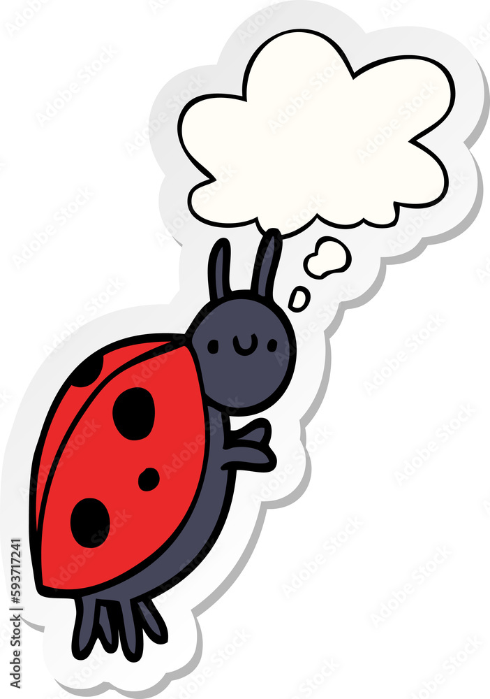 cartoon ladybug and thought bubble as a printed sticker cartoon ladybug and thought bubble as a printed sticker