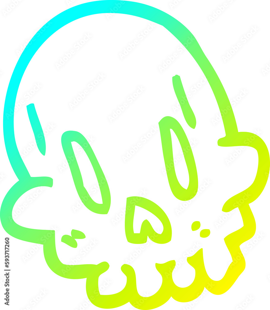 cold gradient line drawing cartoon funny skull cold gradient line drawing cartoon funny skull