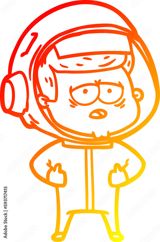 warm gradient line drawing cartoon tired astronaut warm gradient line drawing cartoon tired astronaut