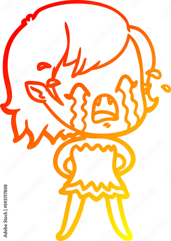 warm gradient line drawing cartoon crying vampire girl warm gradient line drawing cartoon crying vampire girl