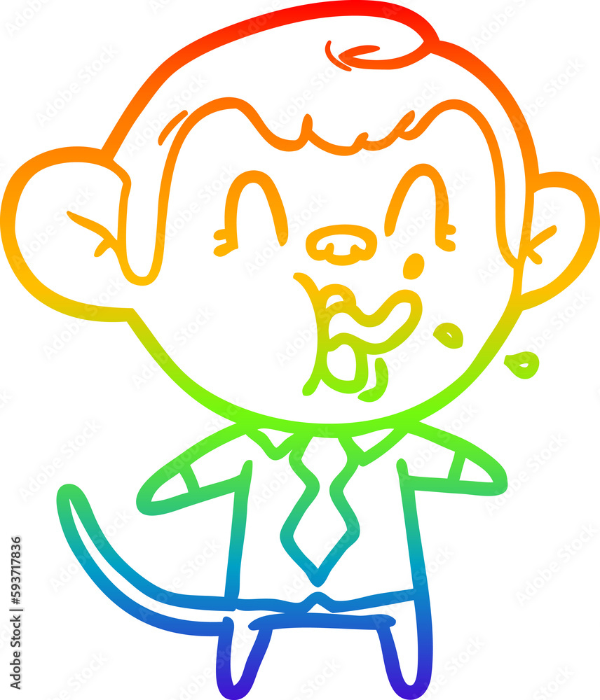 rainbow gradient line drawing crazy cartoon business monkey rainbow gradient line drawing crazy cartoon business monkey