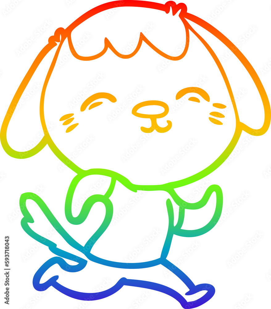 rainbow gradient line drawing happy cartoon dog running rainbow gradient line drawing happy cartoon dog running
