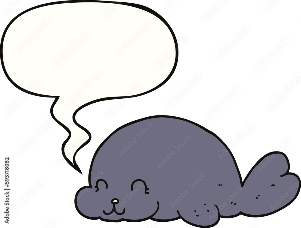 cute cartoon seal and speech bubble cute cartoon seal and speech bubble