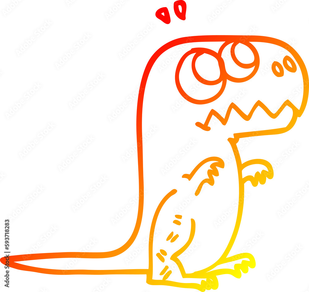 Obraz premium warm gradient line drawing cartoon roaring t rex