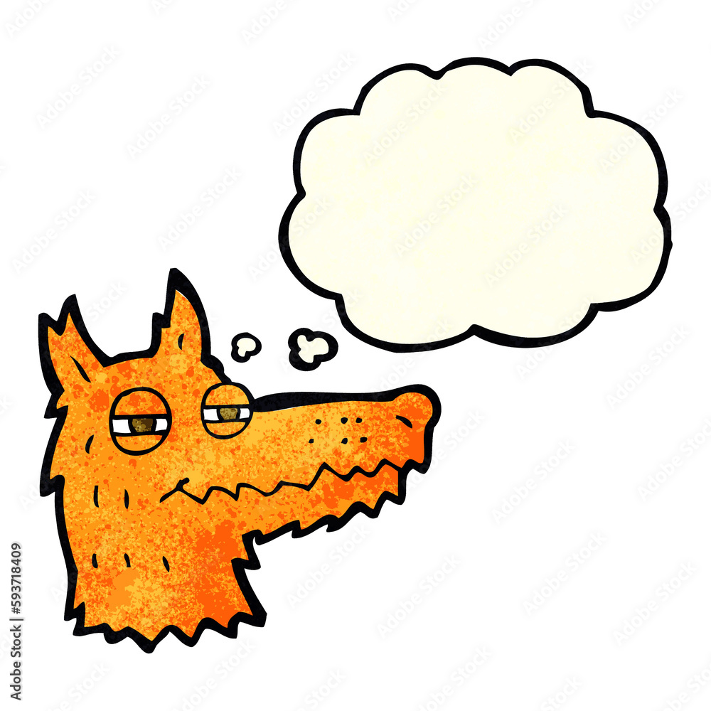 cartoon smug fox face with thought bubble cartoon smug fox face with thought bubble