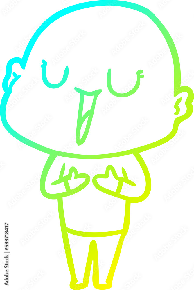 cold gradient line drawing happy cartoon bald man cold gradient line drawing happy cartoon bald man