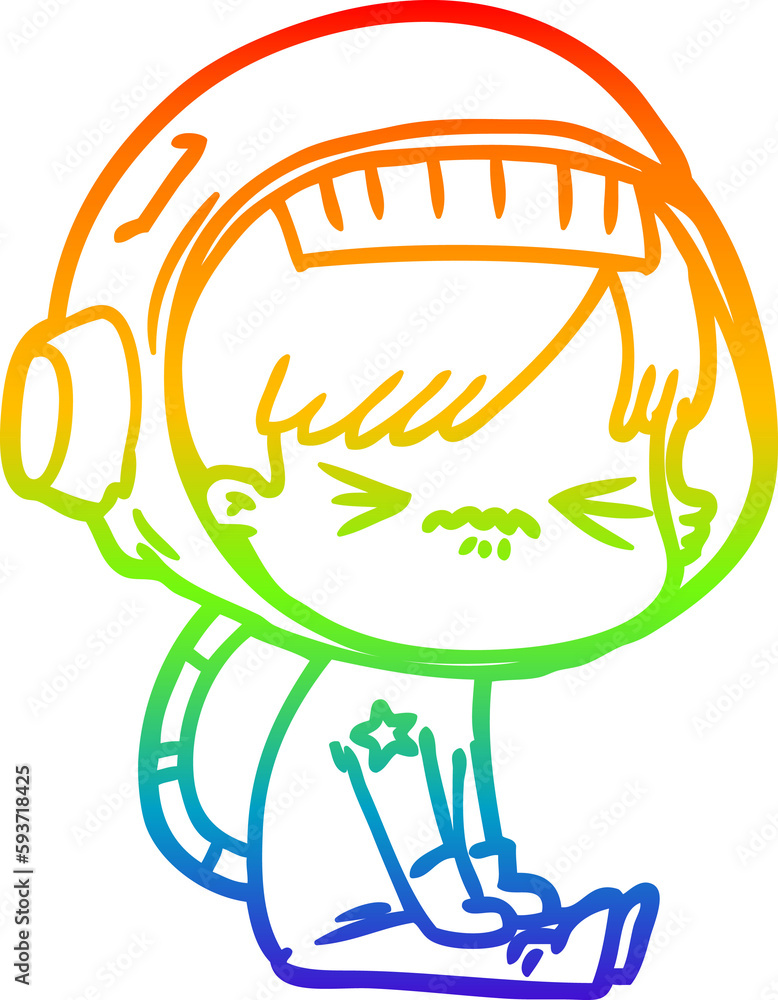 rainbow gradient line drawing angry cartoon space girl rainbow gradient line drawing angry cartoon space girl