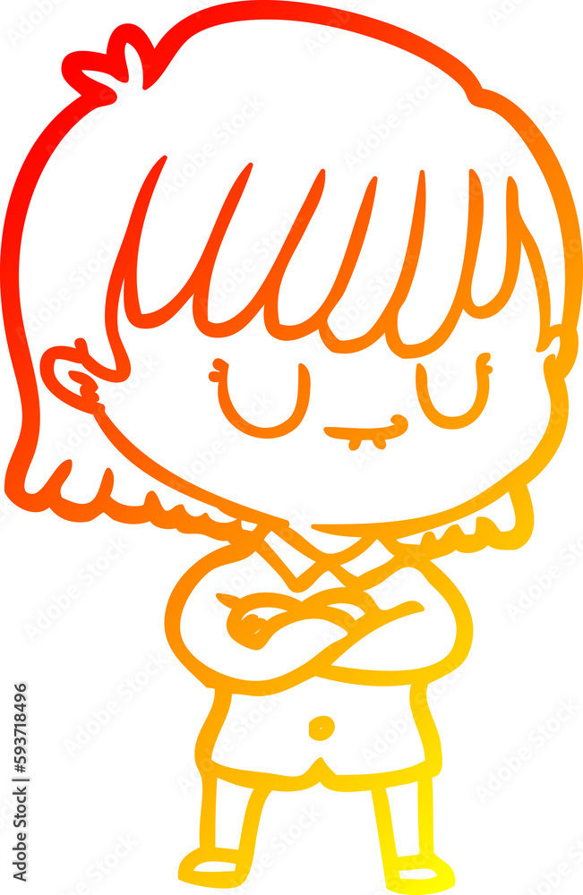 warm gradient line drawing cartoon woman warm gradient line drawing cartoon woman