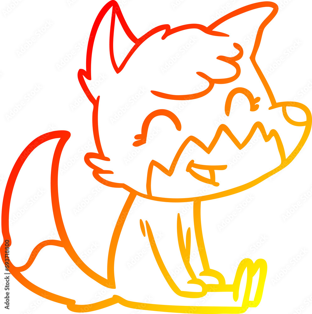 warm gradient line drawing happy cartoon fox warm gradient line drawing happy cartoon fox