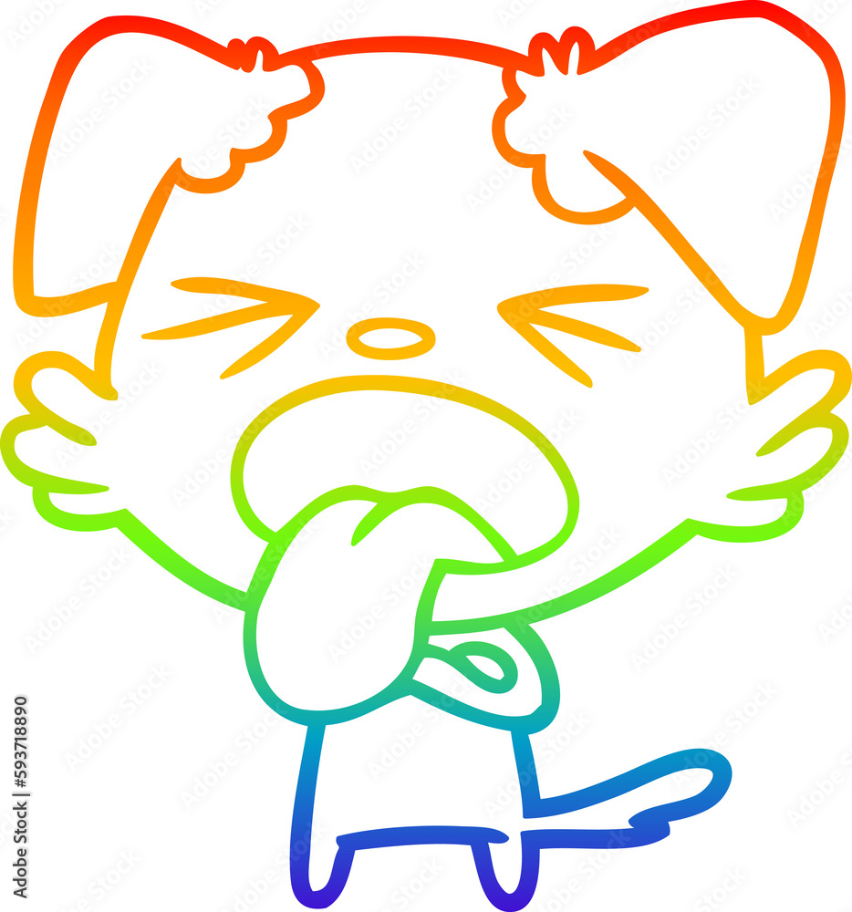 rainbow gradient line drawing cartoon disgusted dog rainbow gradient line drawing cartoon disgusted dog