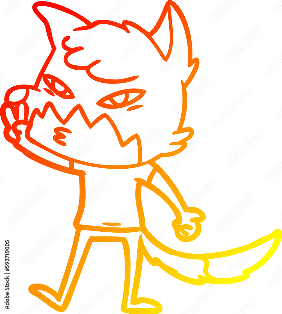 warm gradient line drawing clever cartoon fox warm gradient line drawing clever cartoon fox