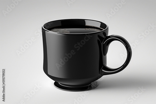 Black coffee cup mug mockup on white background, ceramic