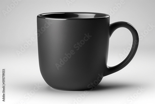 Black coffee cup mug mockup on white background, ceramic