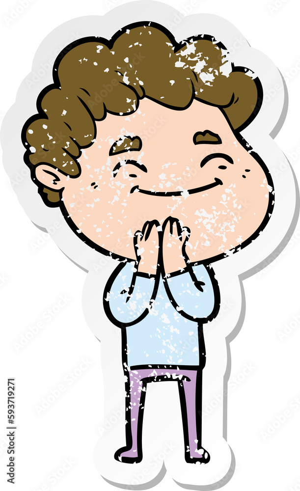 Fototapeta premium distressed sticker of a cartoon friendly man