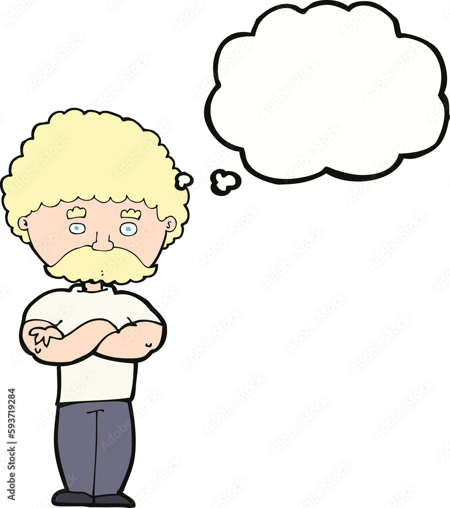 cartoon dad with folded arms with thought bubble cartoon dad with folded arms with thought bubble