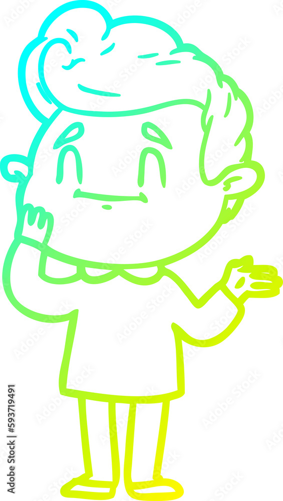cold gradient line drawing happy cartoon man cold gradient line drawing happy cartoon man