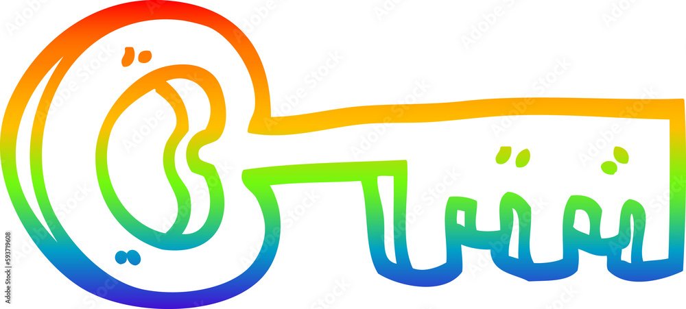 rainbow gradient line drawing cartoon gold key rainbow gradient line drawing cartoon gold key