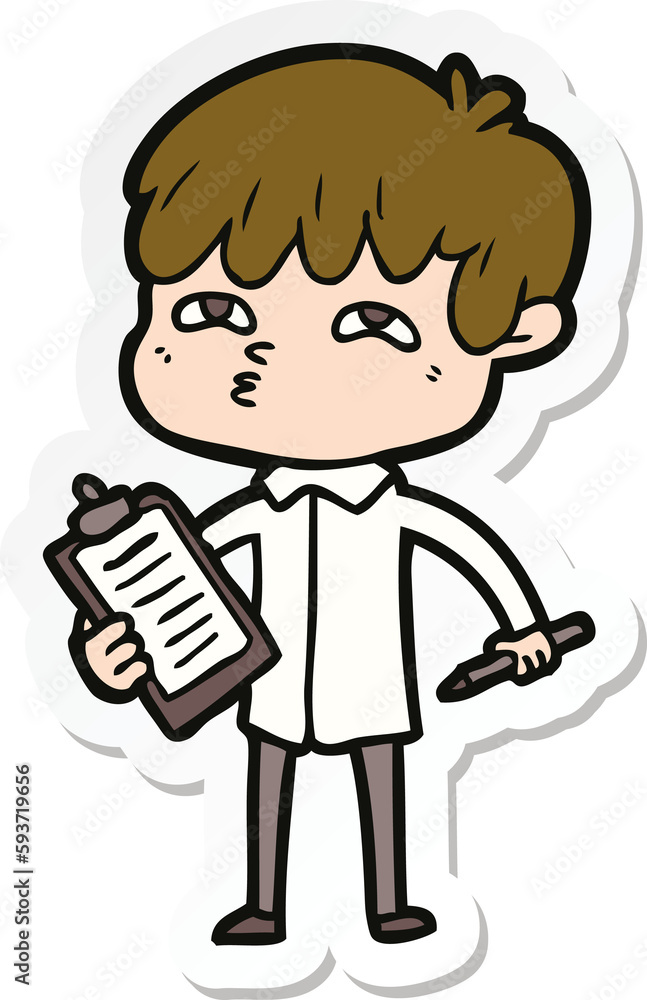 sticker of a cartoon curious man sticker of a cartoon curious man