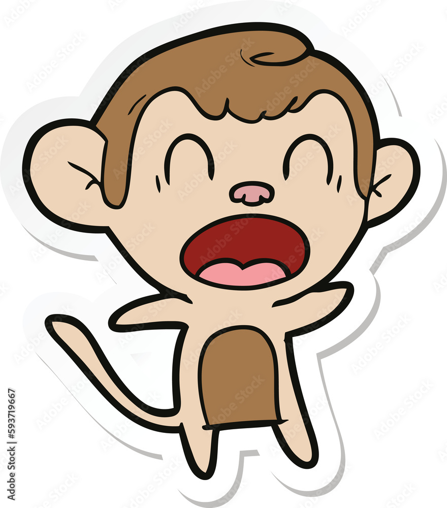 sticker of a shouting cartoon monkey sticker of a shouting cartoon monkey