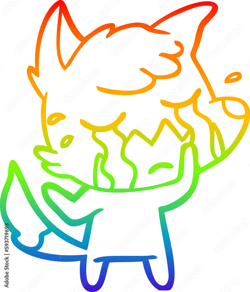 rainbow gradient line drawing crying fox cartoon rainbow gradient line drawing crying fox cartoon