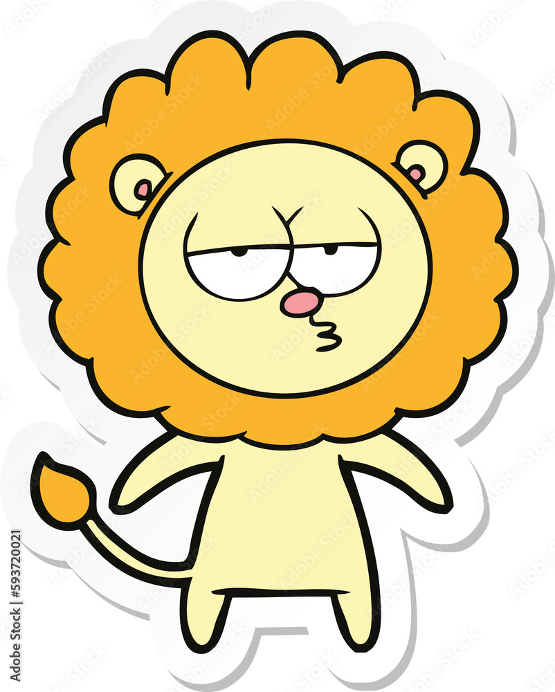 sticker of a cartoon bored lion sticker of a cartoon bored lion