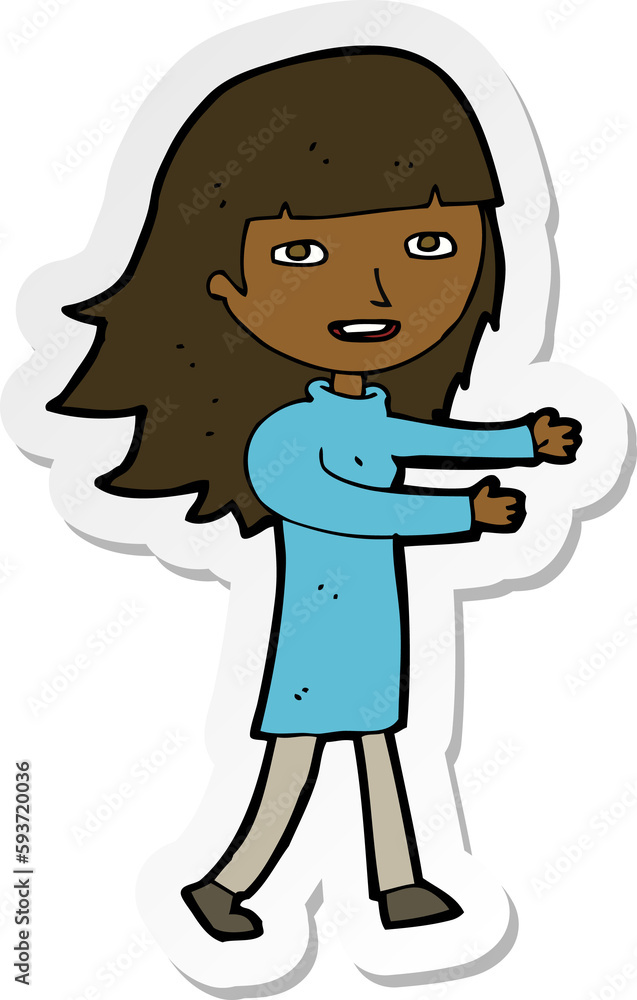 sticker of a cartoon happy girl sticker of a cartoon happy girl