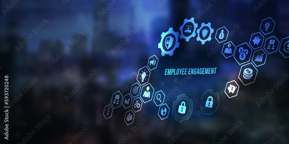 Internet, business, Technology and network concept. Employee engagement. 3d illustration
