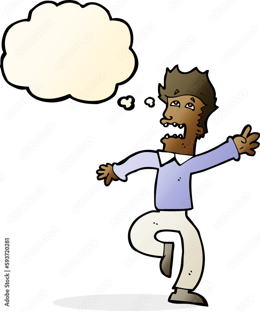 cartoon man panicking with thought bubble cartoon man panicking with thought bubble