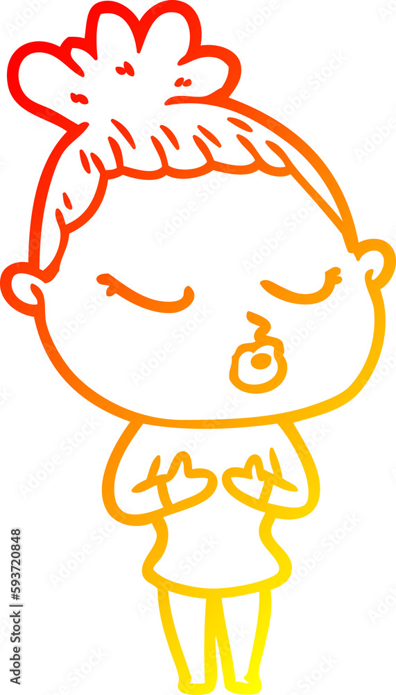 warm gradient line drawing cartoon calm woman warm gradient line drawing cartoon calm woman