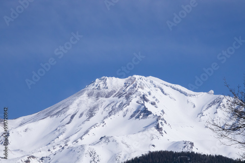 Mount Shasta with a winters snow