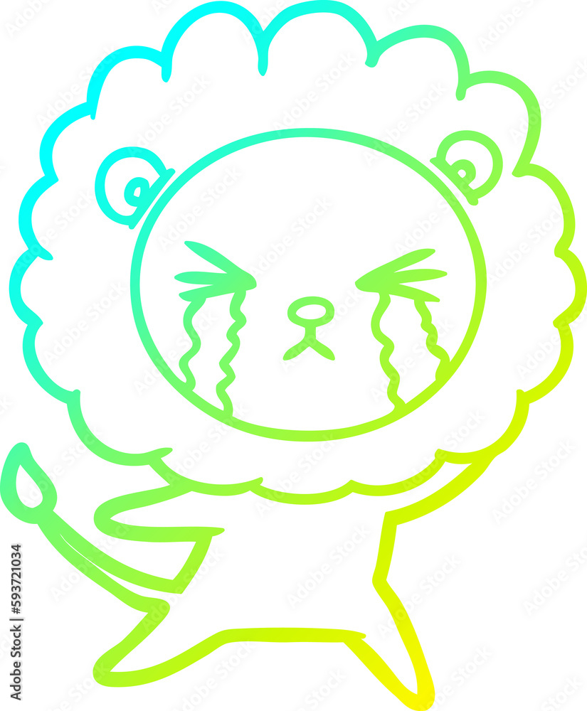 cold gradient line drawing cartoon crying lion cold gradient line drawing cartoon crying lion