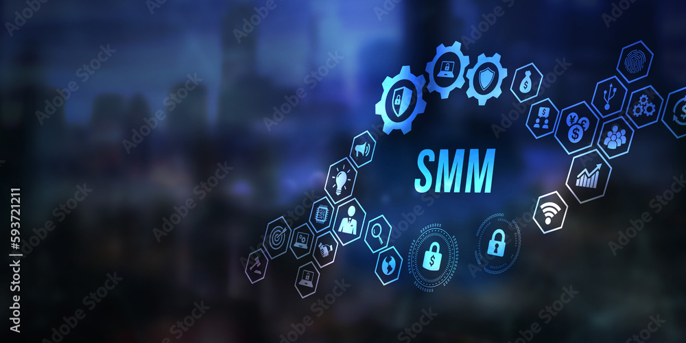 Internet, business, Technology and network concept. SMM Social Media Marketing. 3d illustration Internet, business, Technology and network concept. SMM Social Media Marketing. 3d illustration