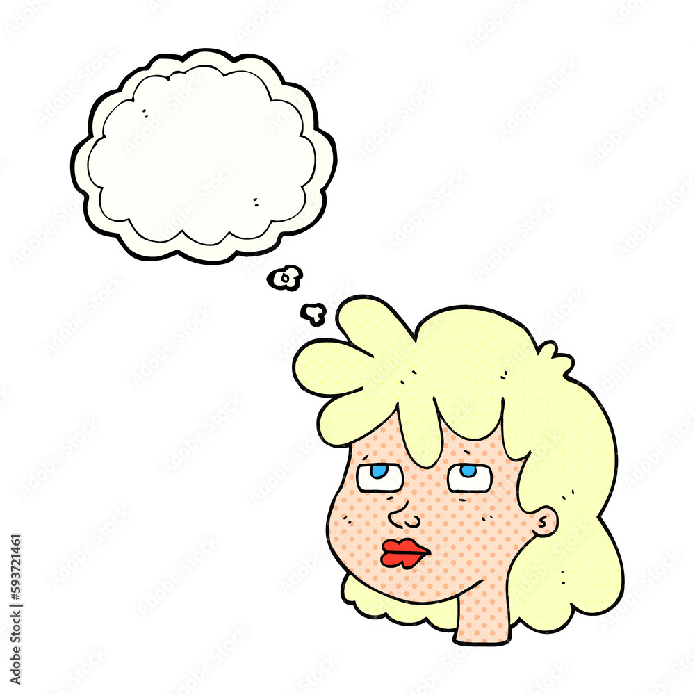 thought bubble cartoon female face thought bubble cartoon female face