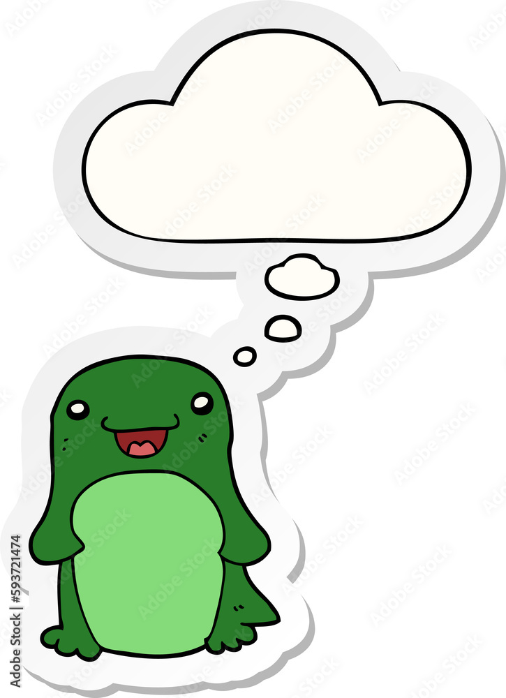 cartoon penguin and thought bubble as a printed sticker cartoon penguin and thought bubble as a printed sticker