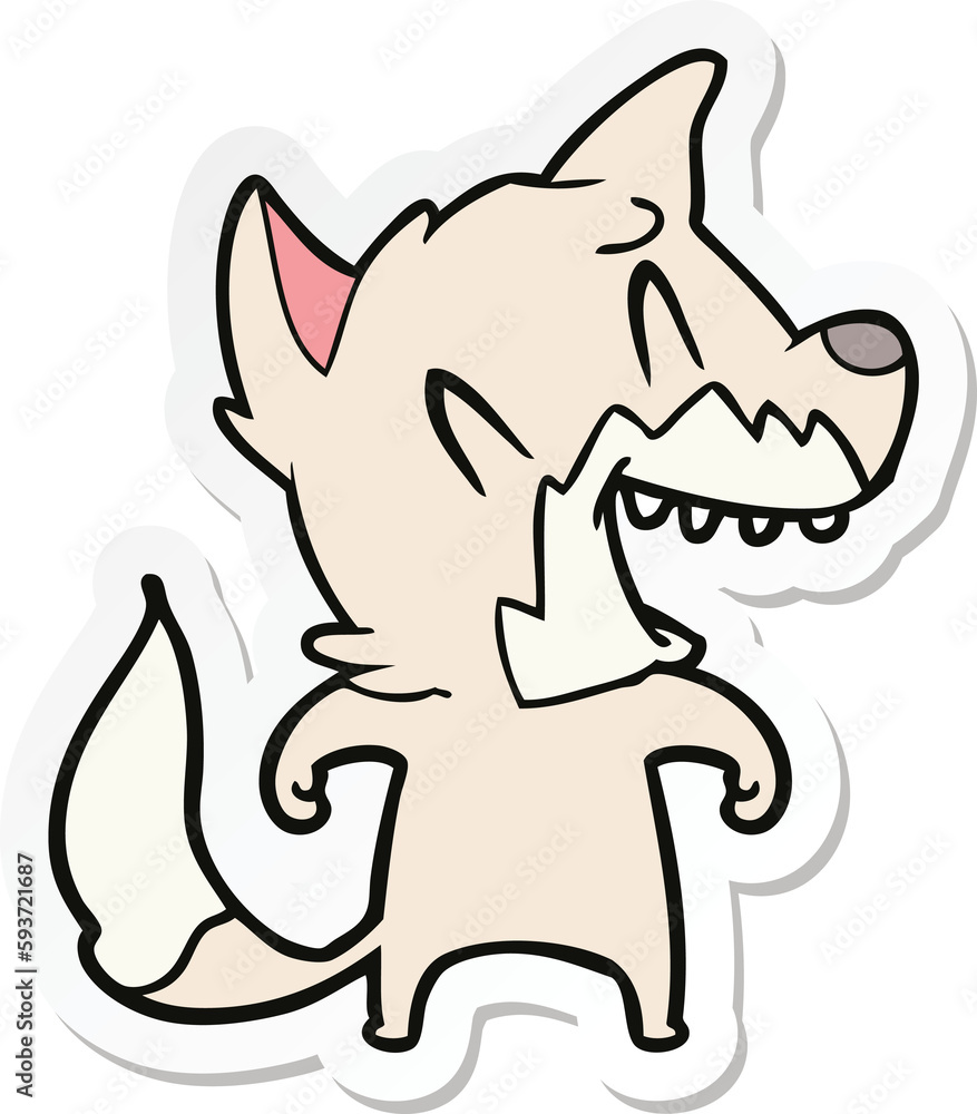 sticker of a laughing fox cartoon sticker of a laughing fox cartoon