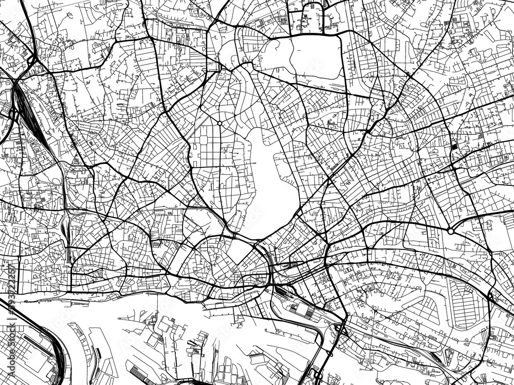 Obraz premium Road map of the city of Hamburg in Germany on a transparent background.