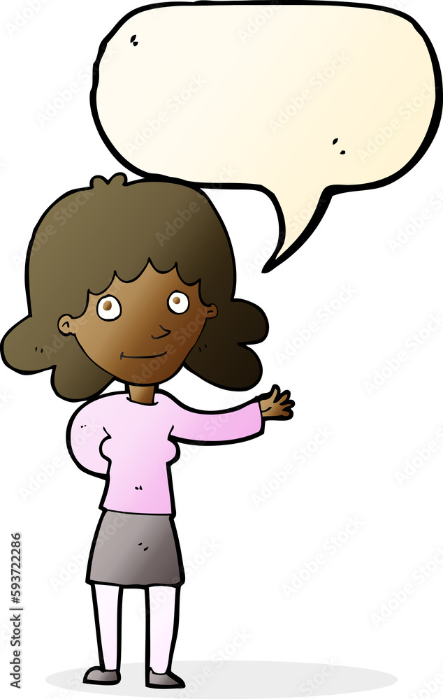 cartoon friendly woman with speech bubble cartoon friendly woman with speech bubble