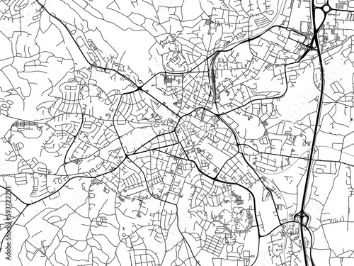 Road map of the city of  Bayreuth in Germany on a transparent background.