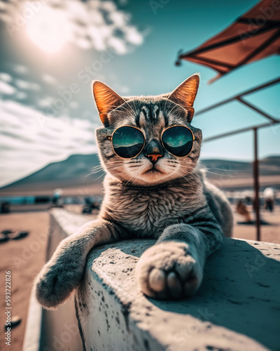 a cat with fashion sunglasses 