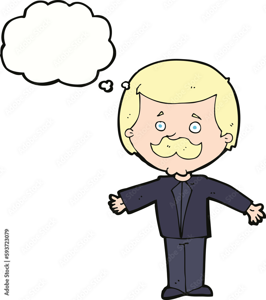 cartoon mustache man with open arms with thought bubble cartoon mustache man with open arms with thought bubble