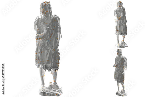 John the Baptist donatello statue in elegant gold and marble for social media and website promotions. photo