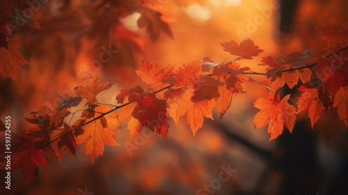 Golden Autumn Leaves Falling Softly from Maple Branches © Jardel Bassi
