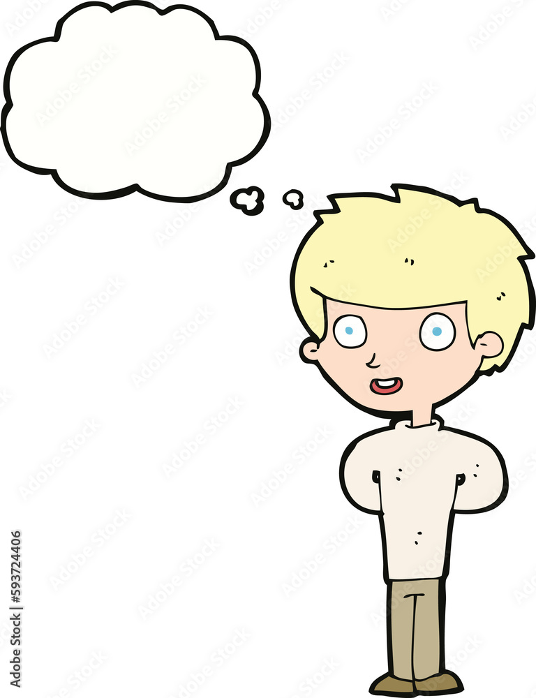 cartoon happy boy with thought bubble cartoon happy boy with thought bubble