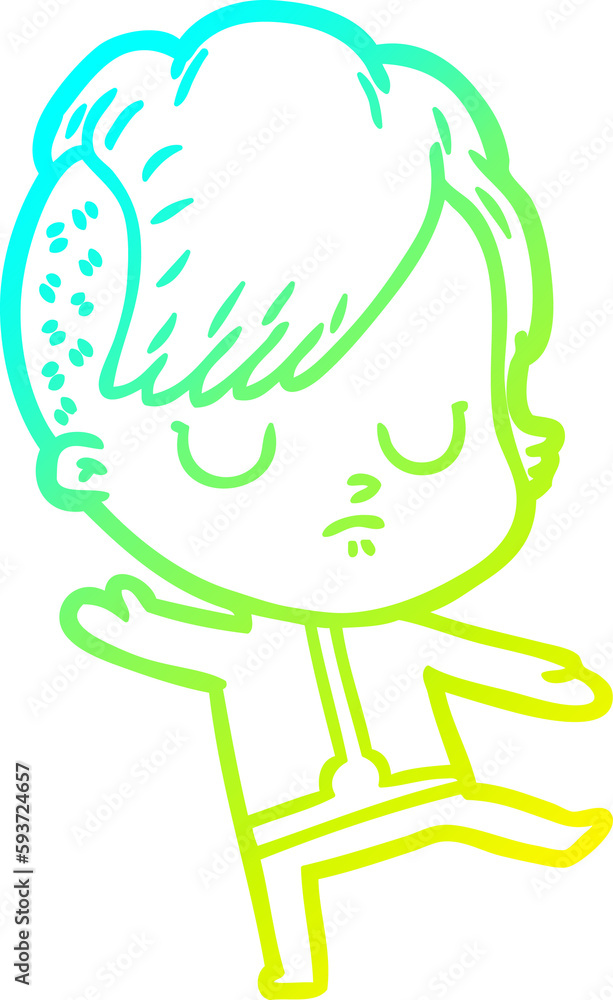 cold gradient line drawing cartoon woman cold gradient line drawing cartoon woman
