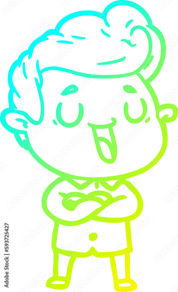 cold gradient line drawing happy cartoon man cold gradient line drawing happy cartoon man