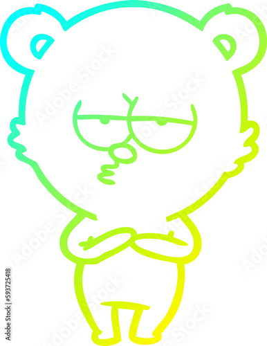 cold gradient line drawing bored bear cartoon