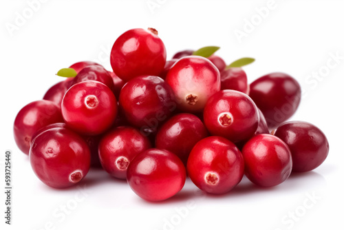 Heap cranberries on a white background. Pile of fresh cranberry fruits. 